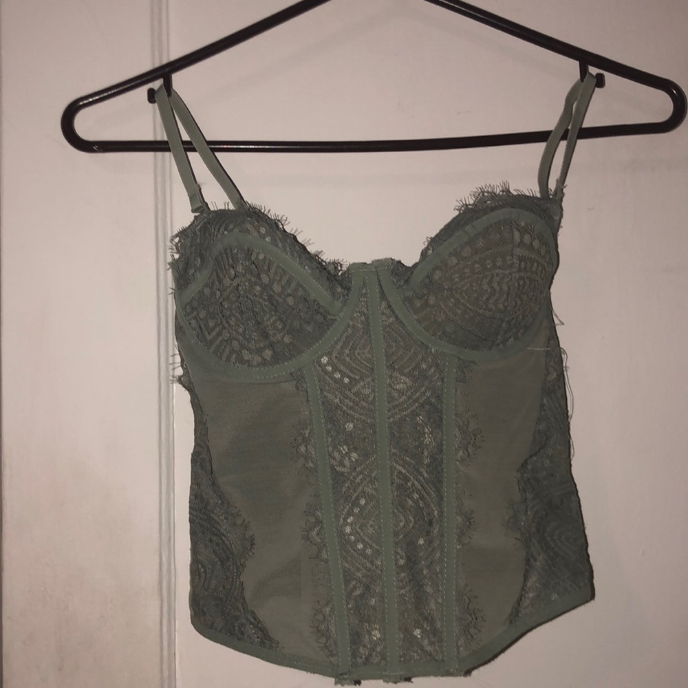 GARAGE Corset Lingerie Crop Top Sage Green